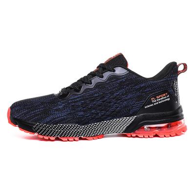 China Anti-Slippery Lace Up Suede Fly Knitting Breathable Running Sport Shoes Mens Casual Sneakers for sale