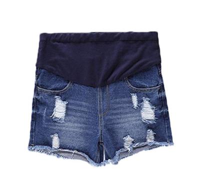 China Viable Women's Maternity Jeans Hole High-Waisted Shorts For Pregnant Women for sale