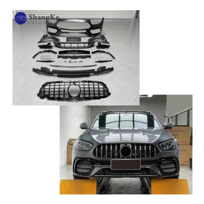 China AMG Styling For E200 Body Kits 2021 W213 Upgrade E63 AMG Car E-Class Bumper With Grille Facelift Body Kit for sale