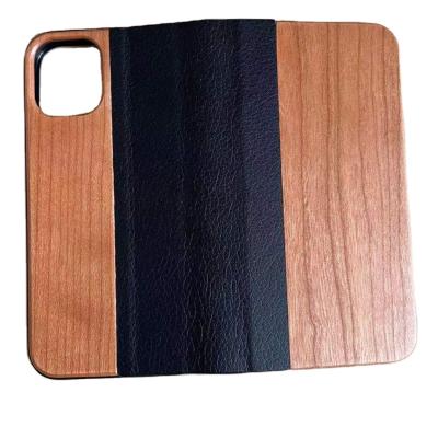 China Scratch Resistance Scratch Resistance Flip Leather Case For Iphone 11 pro Max Wooden Phone Case for sale