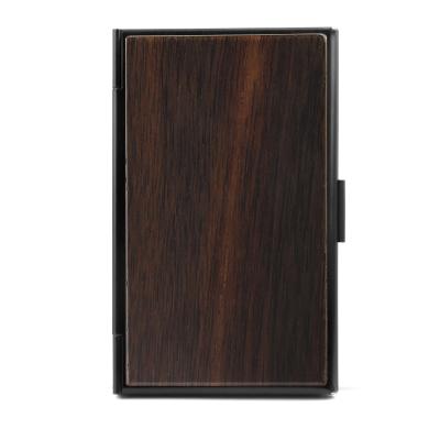 China Card Case NATIONAL Wooden Metal Business Real Wood Name Card Holder for sale