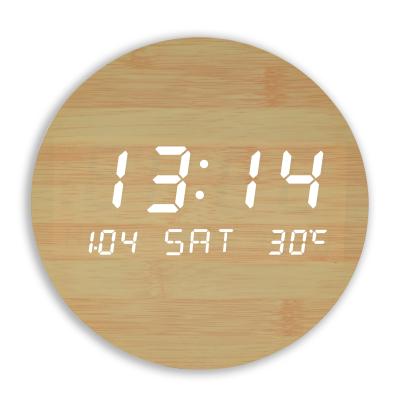 China Calendars Led Home Decoration Cheap Wholesale Child Wall Alarm Wooden Digital Alarm Clock With Temperature for sale