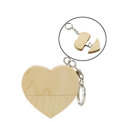 China Heart San Disk Wooden Stick Metal Key Chain Usb for sale