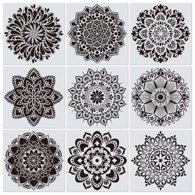 China Hot Sale Latest Design 12 Inch Plastic PET Mandala Stencils Templates Elegant Large Size For Wall Painting for sale