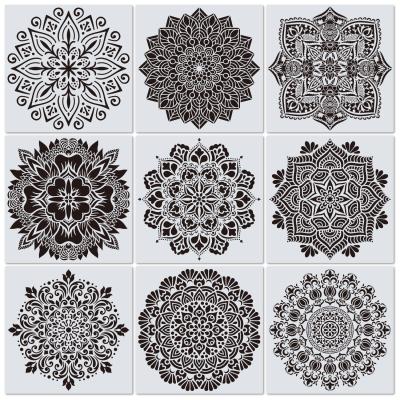 China PET Amazon Hot Sale 12Inch Large Size Plastic Delicate Mandala Stencils For Painting for sale