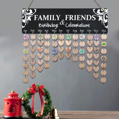 China Europe Plaque DIY Wooden Signs Family Birthday Calendar Empty Wall Hanging for sale