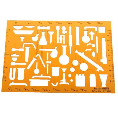 China 0.5mm Colored Plastic PP Chemistry Lab Experiment Symbols Drawing Template KT Ruler Design Soft Plastic Stencil for sale