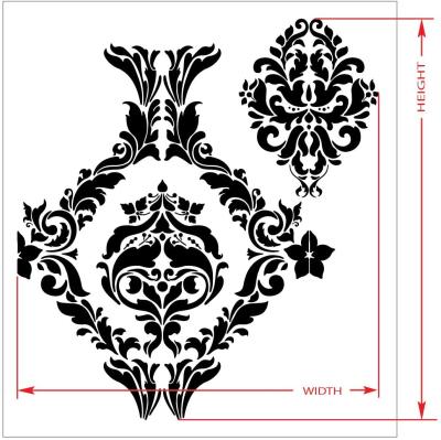 China Large Size PET Plastic Damask Wall Stencil Plastic Wall Painting Stencil for sale