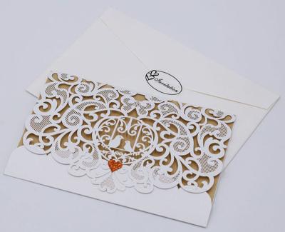 China Hollow Elegant Paper Laser Cut Wedding Greeting Cards for sale