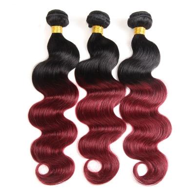 China Thick Ends 99j# Brazilian Two Tone Color Hair Weaves Red Braiding Hair , Red Hair Bundles With Closure for sale