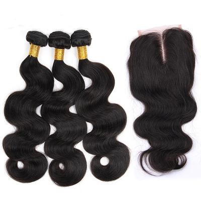 China Body Wave China Vendor Straight Virgin Human Hair Brazilian Weave , 3 Bundles With Closure for sale