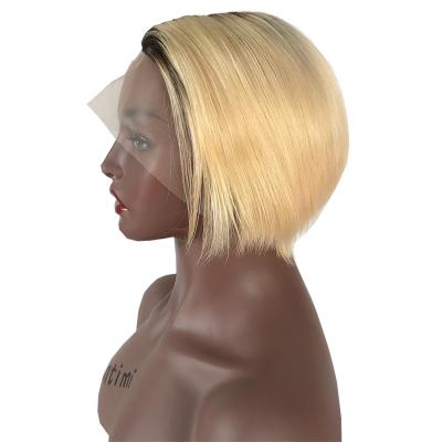 China Straight Bob Hair Lace Front Pixie Cut Virgin Toupee Wigs Good Dark Root Yaki Brand for sale