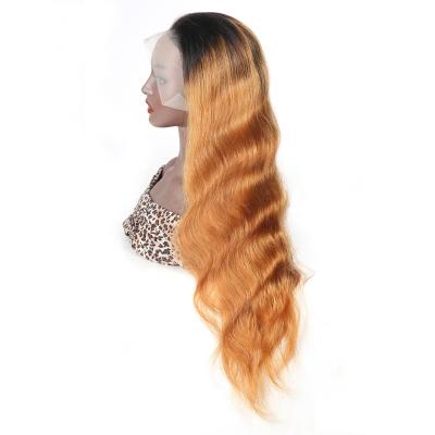 China HD Body Wave Lace Front Wigs Human Hair Body Wave Wigs For Black Free Part Brazilian Women Wholesale 150 180 Density TB/27 Ombre Brown 10A for sale