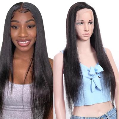 China OEM Wholesale HD Brazilian Hair Natural Straight Lace Front Wigs For Male, Remy Straight Virgin Hair Freestyle Parting Wigs For Black Women for sale