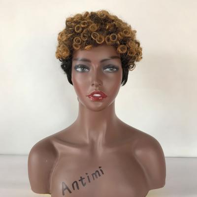 China Antimi Hair Wholesale 100% Hair Straight Raw Short Ombre Hair T1B/27 Wavy Machine Made None Lace Wig for sale