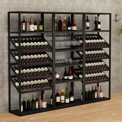 China Art Adjustable European Bar Vintage Style Iron (Waist) Wine Cabinet Wine Storage Display Rack Floor-to-Ceiling Rack for sale