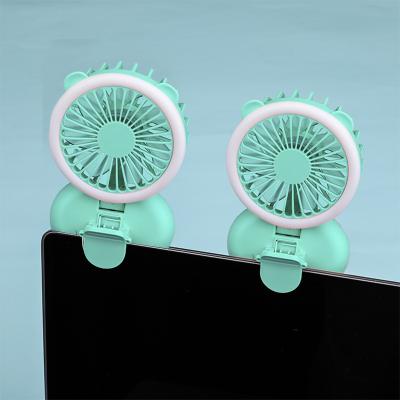 China Electric Gift Promotional Newcomer With Ringlight Led Rechargeable Desktop Clip Price Mini Handy Fan Portable Chargable Fan for sale