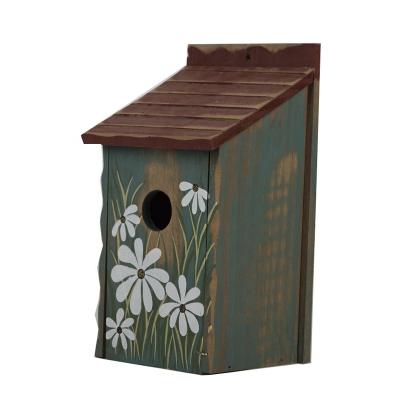 China Retro Painted Viable Bird House , Wooden Bird Nest for sale