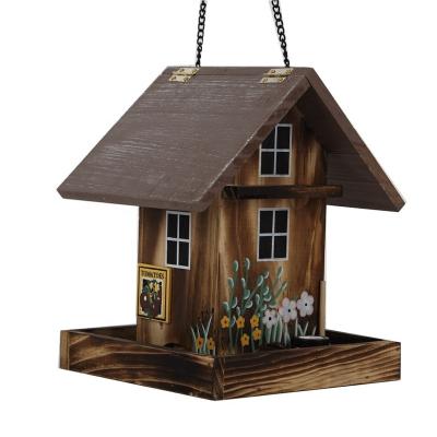 China Viable Antique Wooden Outdoor Garden Pet Birdcage Decorative Hanging Wooden Aviary for sale