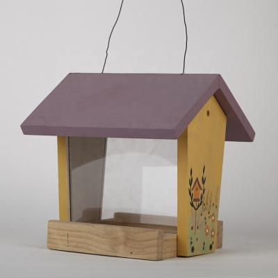 China Sustainable Hanging Wooden Bird Feeder , Handmade Simple Bird House for sale