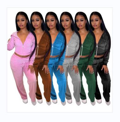 China 2021 QUICK DRY Tracksuits For Women Suit Crop Hoody Two Piece Top Sets Casual Sportswear Crop Hoodie Set for sale