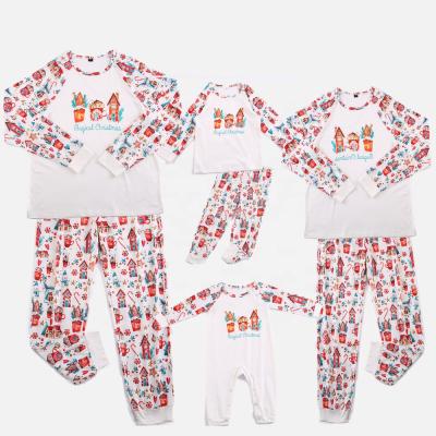 China Family Christmas QUICK DRY Pajamas Printing Round Neck Color Matching Family Matching Outfits for sale