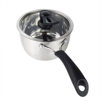 China Small Viable Milk Pot Stainless Steel Sauce Noodle Pan With Lid Induction Gas Cookware Glassware for sale