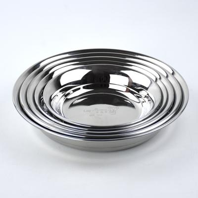 China Free Sample Sustainable SUS 304 Stainless Steel Round Food Serving Dinner Dish Dish For Restaurant for sale