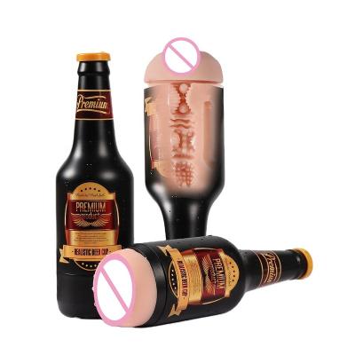 China Realistic TPR Vagina Man Masturbator Beer Bottle Men Masturbation Cup For Adult Male for sale