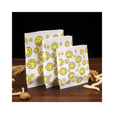 China Disposable High Quality Yellow Custom Food Packaging Boxes Opened French Fries Green Paper Bag for sale