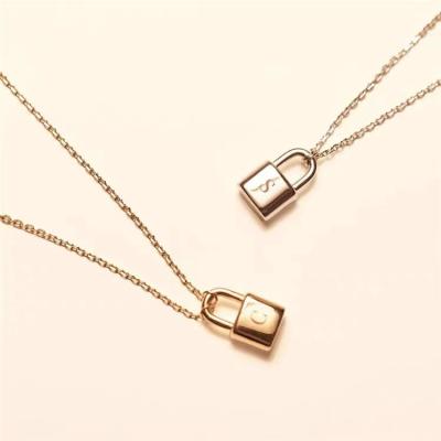 China Fashionable Accessories Factory Direct Selling S925 Sterling Silver Necklace Chain Ladies Simple Insist Letter Lock Necklace High-End Wholesale for sale