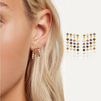 China 2022 18k Gold Tassel Earrings Long Women EarringColor Light CIA Zirconia Earrings Jewelry New Arrivals Advance Zircon Luxury Earrings for sale