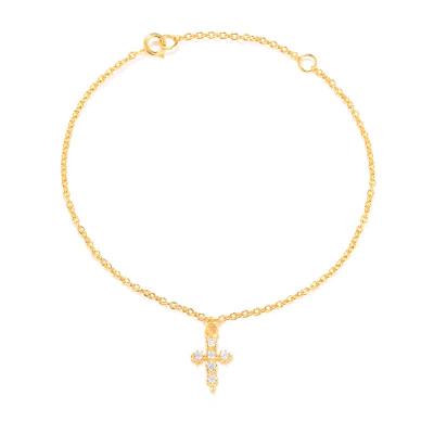 China Luxury Gold Plated Cross Diamond Bracelet Fashion Jewelry Charms S925 Sterling Silver 18k Lead Bracelet Designer for sale