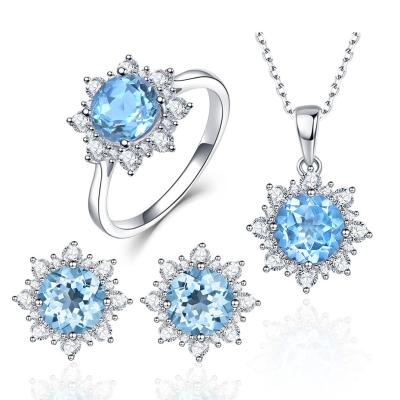 China New Christmas Lead Free Nickel Free Hot Sale Snowflake Set European and American Zircon Multicolor Earrings Women Jnecklace Pendant Set for sale