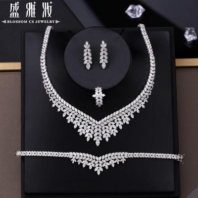 China Fashion Lead Free Nickel Free Jewelry Set Women 925 Sterling Silver Wholesale Luxury Dubai Cubic Zirconia Jewelry Set Bridal for sale