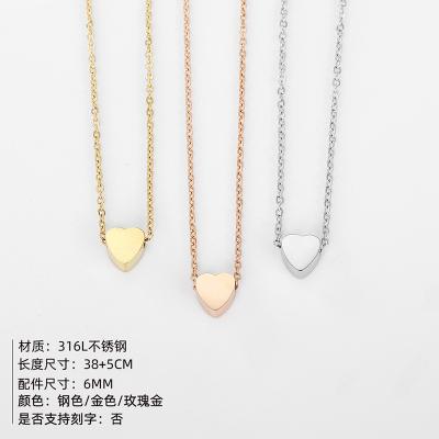 China Small Simple Design Love Heart Clavicle Chain Necklace 18K Lead Free Nickel Free Gold Plated Stainless Steel Choker Heart Shaped Pendant Necklace for sale