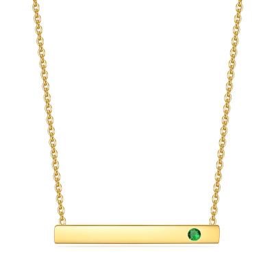 China Hot Selling Amazon Nickel Free Lead Free 18K Real Gold Plated Titanium Stainless Austrian Crystal Birthstone Pendant Ne Steel Bar Birthstone Necklaces for sale