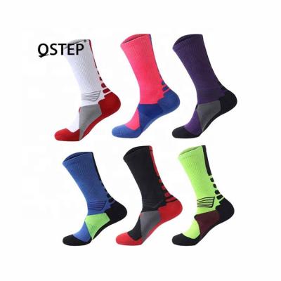 China Outdoor Men's Cotton OEM Print Logo Cycling Socks Custom Breathable Anti-Slip Colorful Compression Crew Sports Socks Anti-Skid Socks for sale