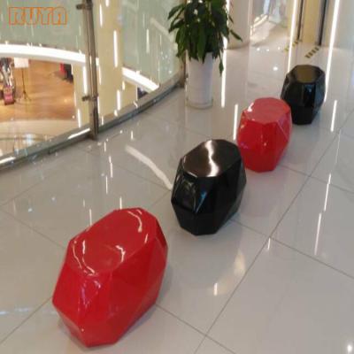 China Fiberglass Material Public Stool Modern Resting Mall Design Chairs Diamond Stone Seater for sale