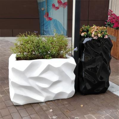 China H60 H90 D100 Fiberglass Flower Pots CLASSIC Set Square Tall Street Commercial Planter Boxes Any Color for sale