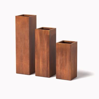 China CLASSIC Durable Outdoor Use Rectangular Square Shape Rust Stained Planters Corten Steel for sale