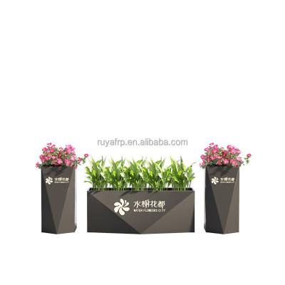 China CLASSIC Outdoor Street Street Metal Long Pots Sets Stainless Steel Tall Planters Boxes for sale