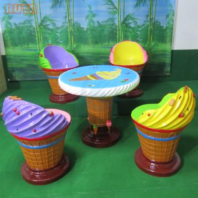 China Modern fiberglass armchair and ice cream table or ccold drink shop kids amusement park furniture for sale