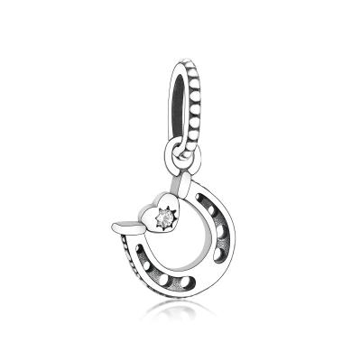 China CLASSIC New Arrival 925 Sterling Silver Bracelet Charms Good Luck Horseshoe Dangle Beads For Jewelry Making for sale