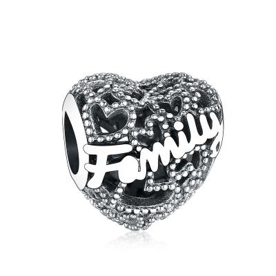 China CLASSIC Hot Sale Fashion 925 Sterling Silver Family Heart Beads Charms Fit Pandora Bracelet Jewelry for sale