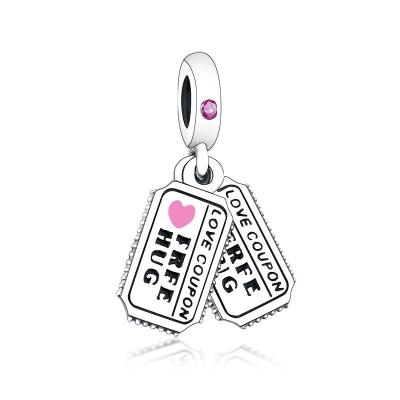 China CLASSIC Romantic Real 925 Sterling Silver Stunning Love Coupon Fashion Valentine's Day Gift Dangle Charms for sale