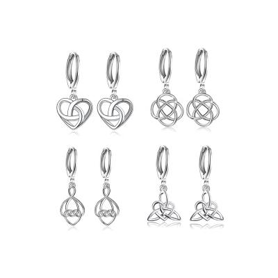 China CLASSIC Women Fashion Simple Earring Elegant 925 Sterling Silver Heart Celtic Knot Dangling Drop Earrings for sale