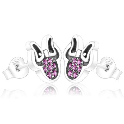 China CLASSIC Hot Sale Women Fashion Jewelry Brinco Bijoux Authentic 925 Sterling Silver Mickey Minnie Stud Earrings for sale