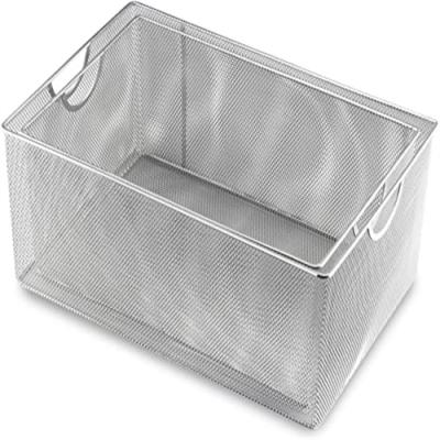 China Viable Customized Folded Iron 304 316 Stainless Steel Wire Mesh Storage Baskets With Colorful Package for sale