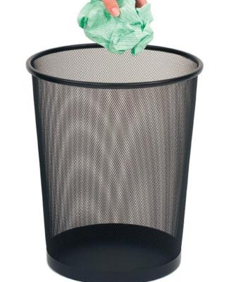 China Tidy / Storage Office Supplies Round Wire Metal Mesh Trash Can Paper Waster Basket Bin for sale